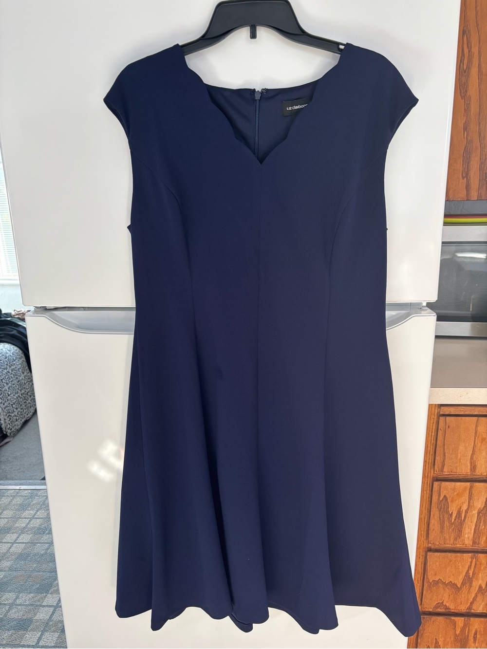 Liz Claiborne Dark Navy Cap-Sleeve Fit-and-Flare Dress